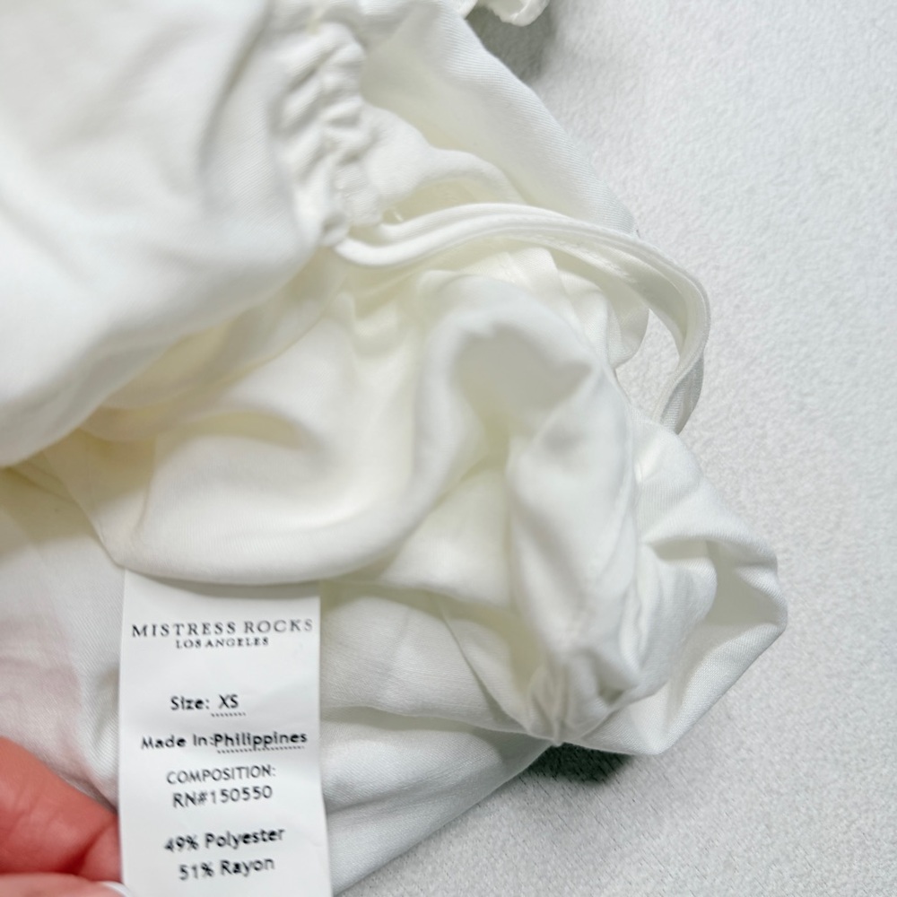 ✨NWT•Mistress Rocks | ‘ITS A WRAP’ White Draped Shirt Dress - Picture 10 of 14